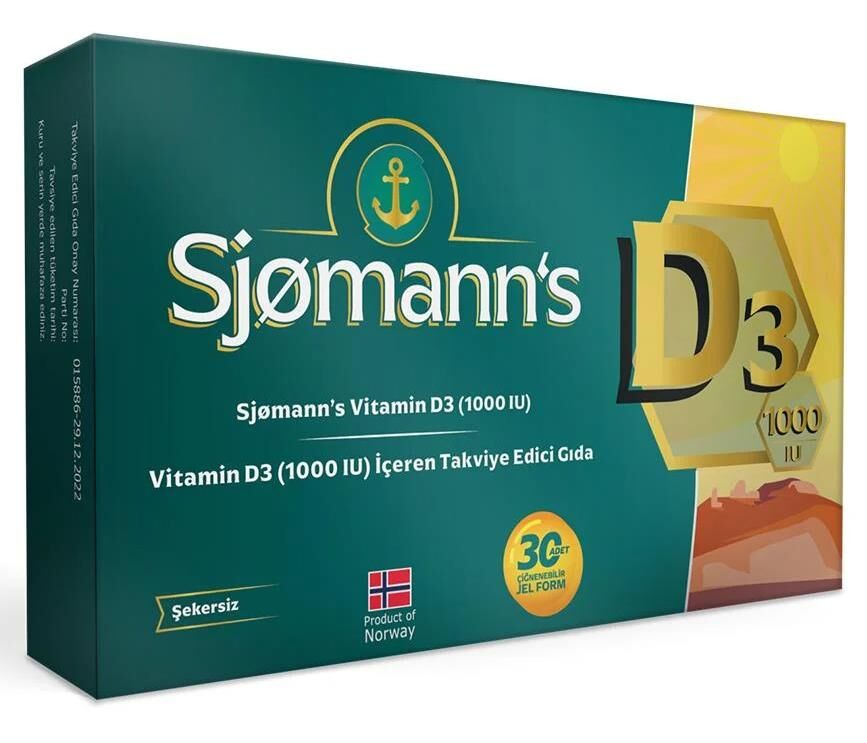 Sjomann's Vitamin D3 1000IU 30 Çiğnenebilir Jel Form