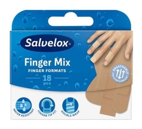 Salvelox Finger Mix Yara Bandı 18 Adet | Suya Dayanıklı Hava Alır