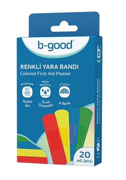 B-Good Yara Bandı Renkli 20 Adet | Suya Dayanıklı Nefes Alır