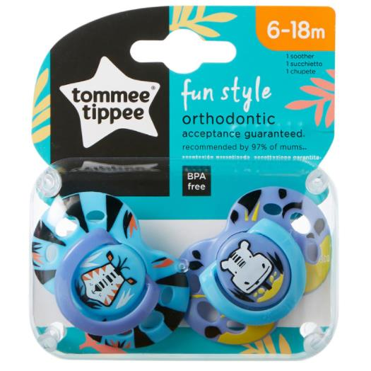 Tommee Tippee Yalancı Emzik Fun Style Tiger-Hipopotam | 6-18 Ay, 2 Adet