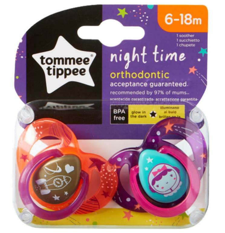Tommee Tippee Yalancı Emzik Night Time Orange-Purple | 6-18 Ay, 2 Adet