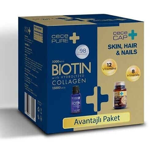 CeceMed CecePure Biotin 30ml ve CeceCap Skin Hair Nail 30 Kapsül | Avantajlı Paket