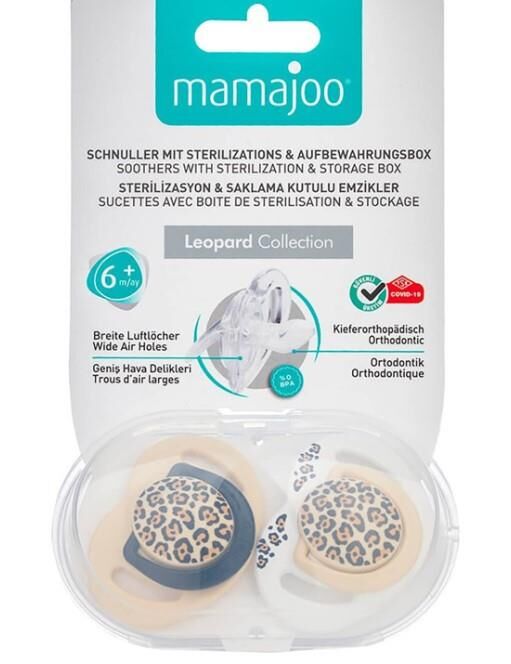Mamajoo Yalancı Emzik 6 Ay+ Leopard Desenli Ortodontik | 2 Adet