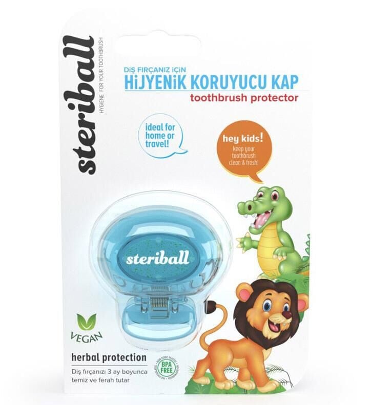 Steriball Diş Fırçası Koruma Kabı Çocuk - Toothbrush Protector | Mavi Aslan