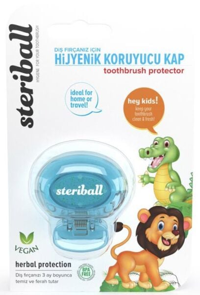 Steriball Diş Fırçası Koruma Kabı Çocuk - Toothbrush Protector | Mavi Aslan