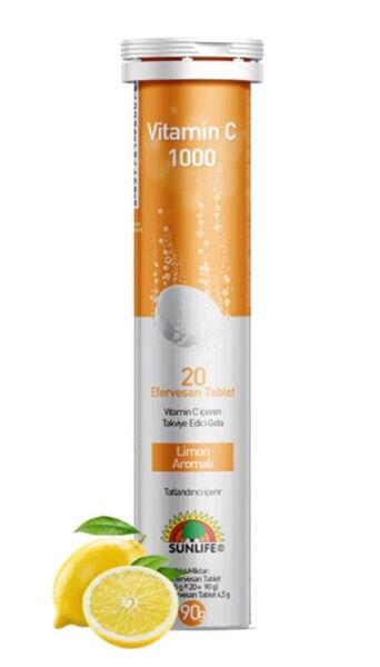 Sunlife Vitamin C 1000mg 20 Efervesan Tablet | Limon Aromalı
