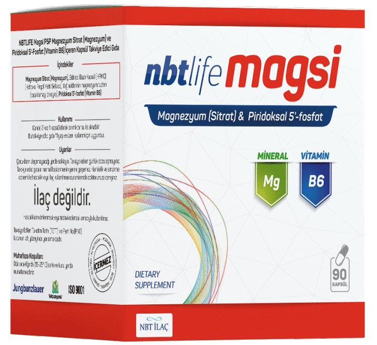 Nbt Life Magsi Magnezyum P5P Vitamin B6 90 Kapsül | Magnezyum Sitrat