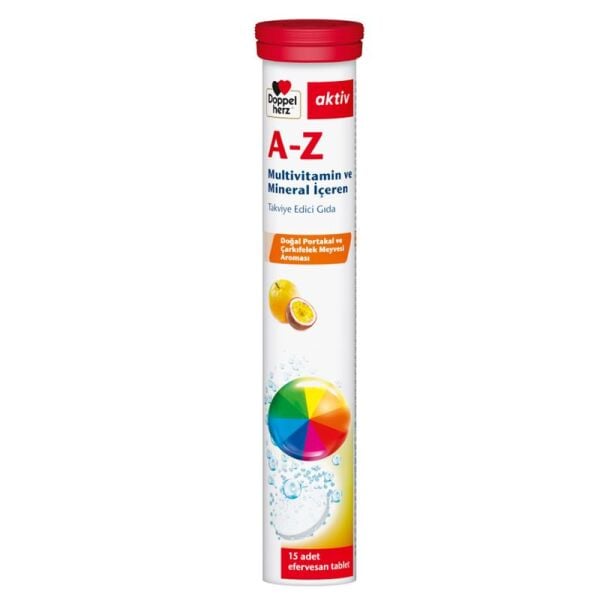 Doppelherz A-Z Multivitamin ve Mineral 15 Efervesan | Potakal ve Çarkıfelek Aromalı