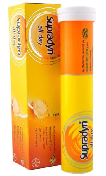 Supradyn Multivitamin Mineral ve Koenzim Q10 İçeren Efervesan 15 Tablet