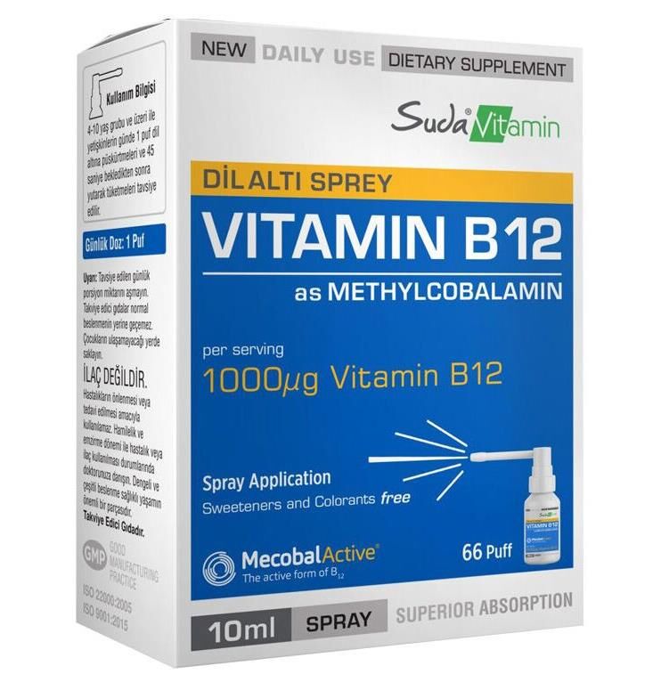 Suda Vitamin Vitamin B12 1000IU Sprey 10ml