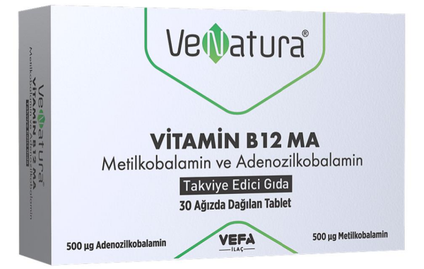 Venatura Vitamin B12 MA Metilkobalamin ve Adenozilkobalamin 30 Tablet